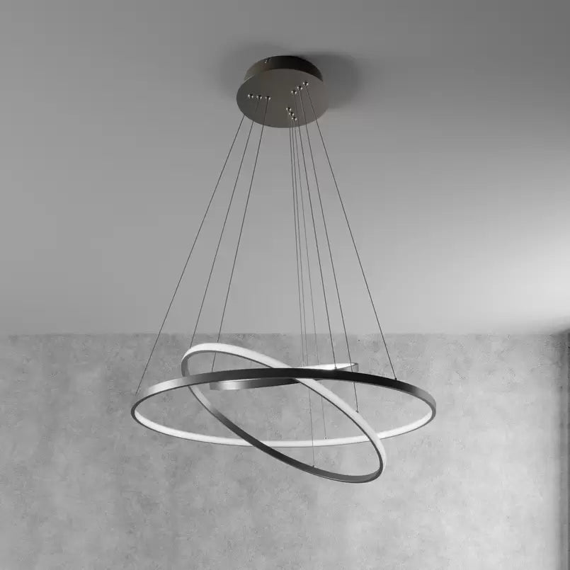 Lampada LED a sospensione Lucande Ezan, nichel, metallo, Ø 80 cm 60W