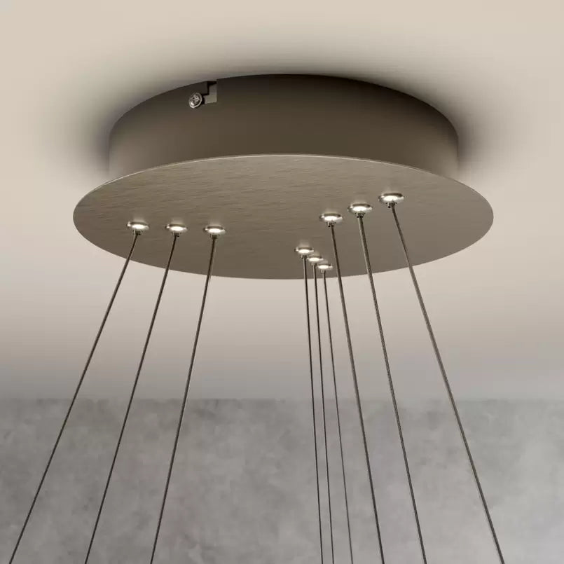 Lampada LED a sospensione Lucande Ezan, nichel, metallo, Ø 80 cm 60W