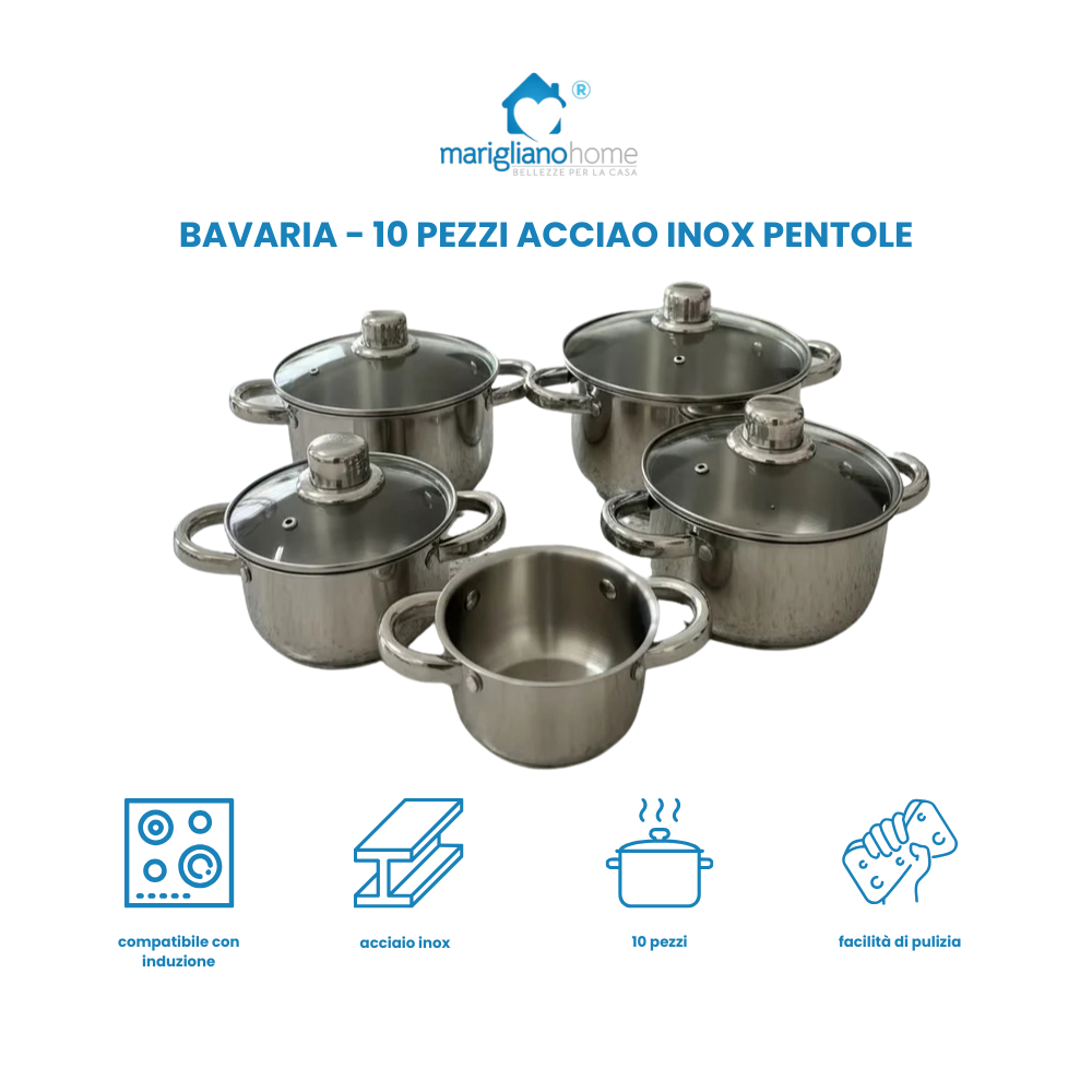 Bavaria 10 pezzi acciao inox pentole