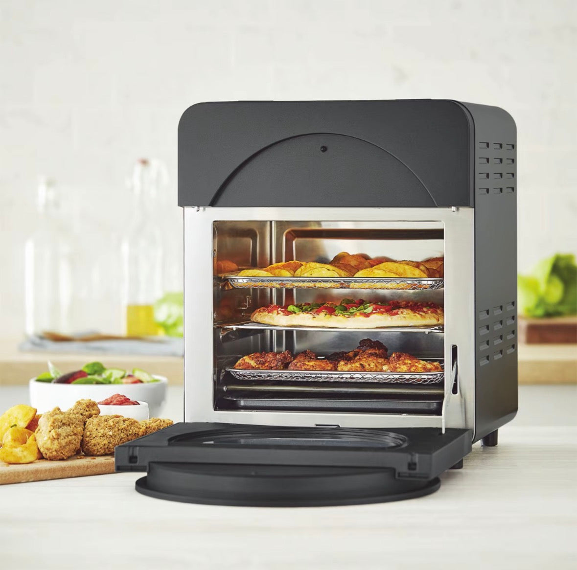Forno ad Aria 14L con Doppio Riscaldamento e Display Touch - Air Fryer Oven Multifunzione in
Acciaio, con Girarrosto, Timer Regolabile e Accessori Inclusi - Cottura Sana e Croccante
Senza Olio