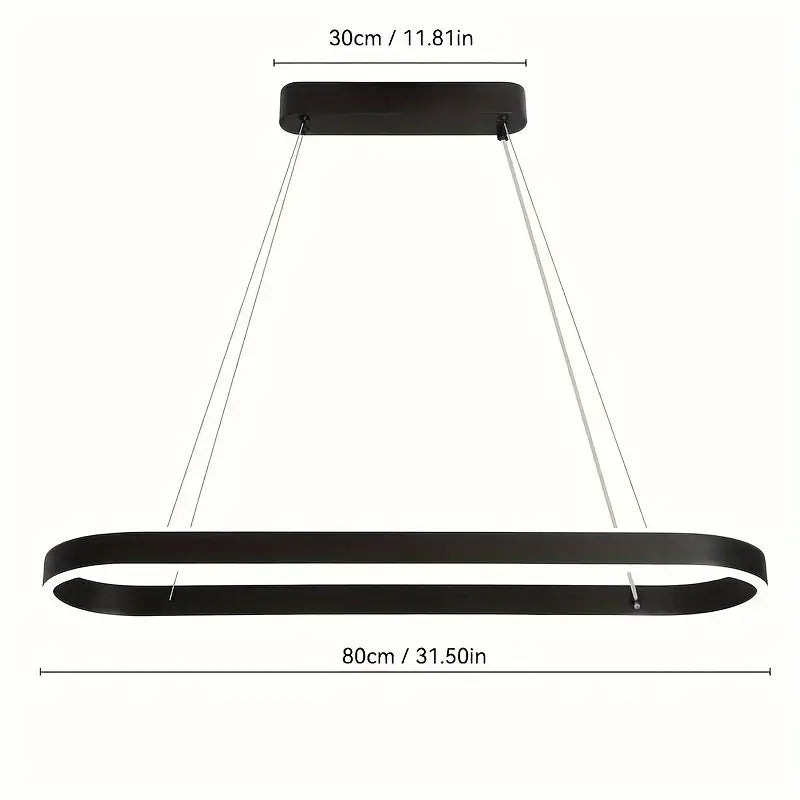 Lampadario a LED moderno, luce pendente in metallo, design ovale, con hardware di installazione, per sala da pranzo, cucina, ufficio, bar, compatibile con 110V/220V 92w