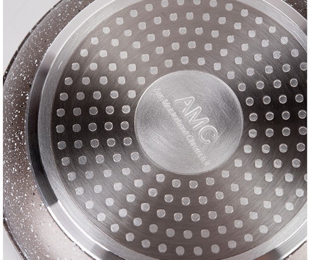 Set 3 Padelle Alte Nere AMC In Pietra Lavica Con Coperchi In Vetro Induzione su tutti i piani di cottura 20 24 28 cm