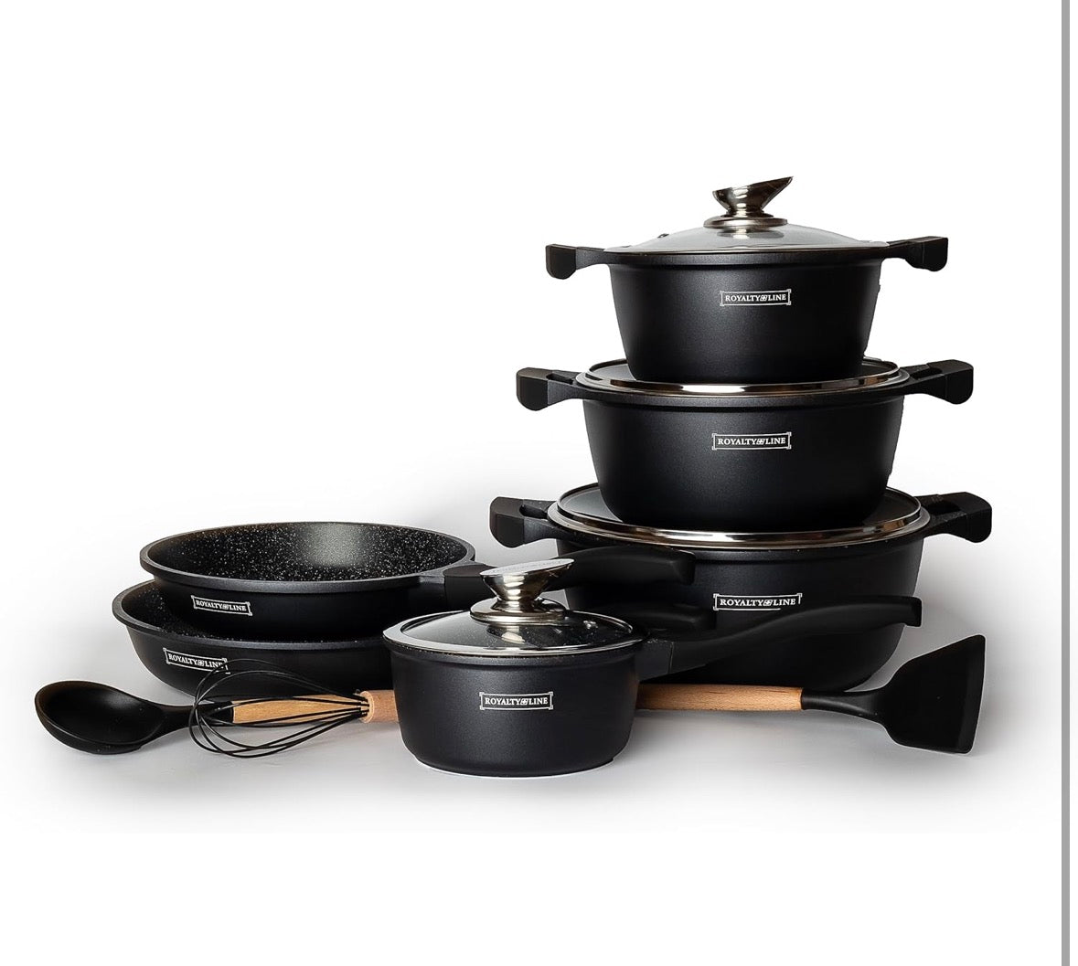 Set di utensili da cucina in alluminio pressofuso, 14 pezzi, rivestimento in marmo