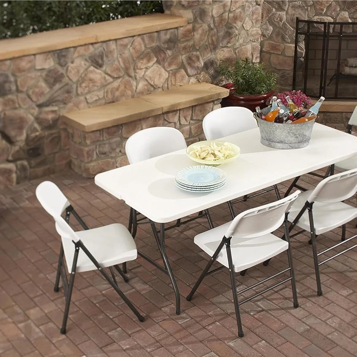 Tavolo Pieghevole Portatile salvaspazio 180x75x74 cm (Bianco)