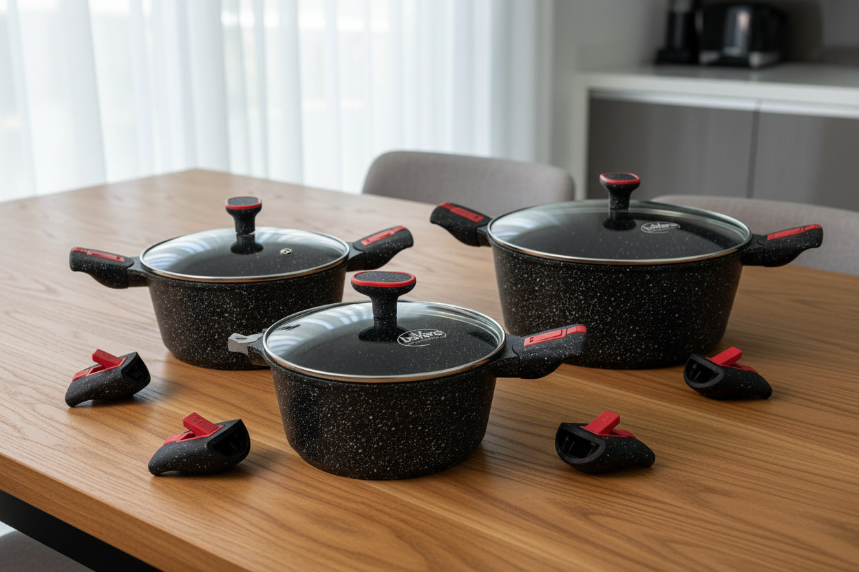 Casseruole In Pietra Lavica manici estraibili 20 CM 24CM 28CM ottime per tutti i piani di cottura anche ad induzione vanno anche al forno