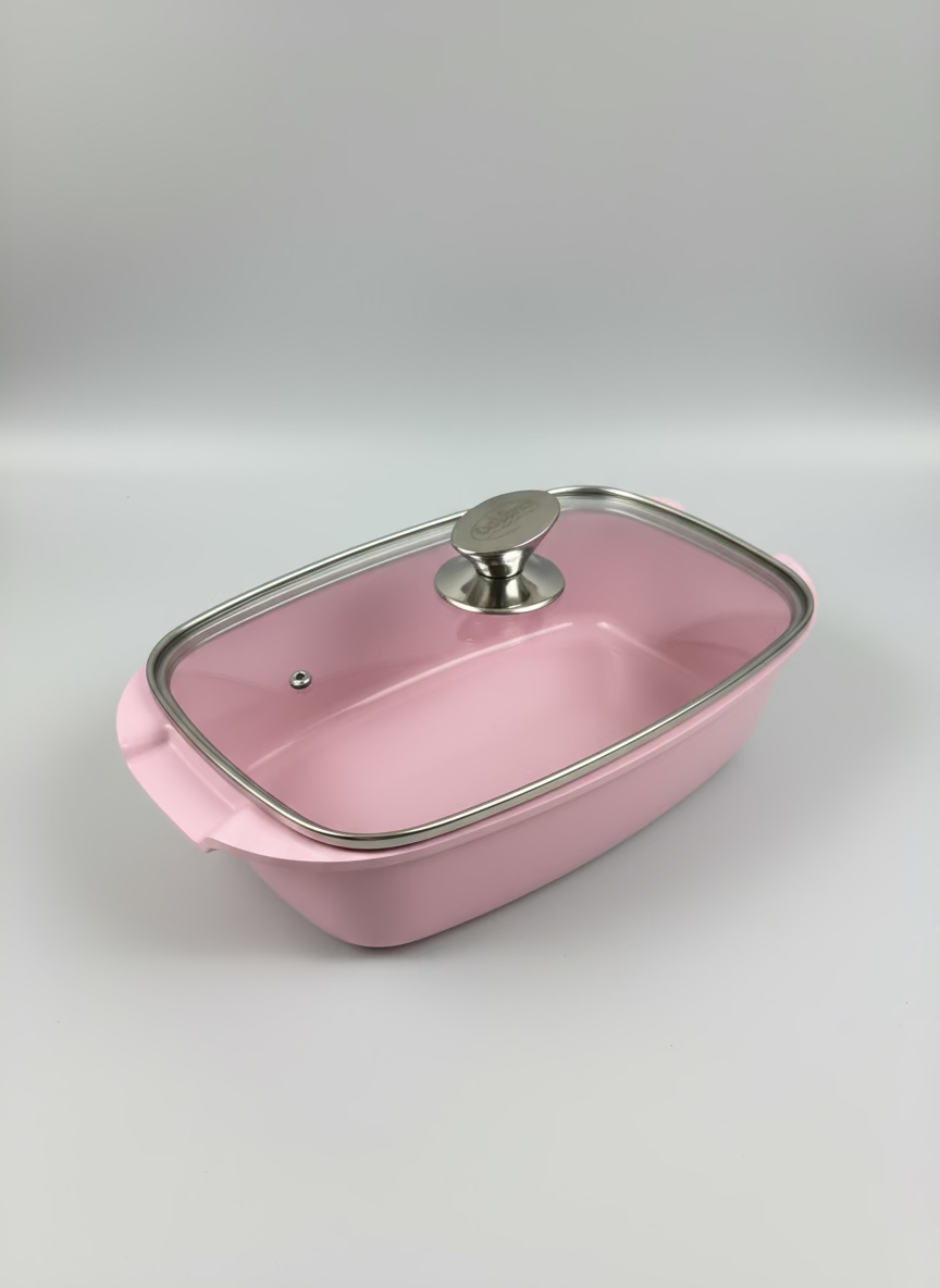 PENTOLA PESCIERA CASSERUOLA OVALE CON GRIGLIA E COPERCHIO Rosa