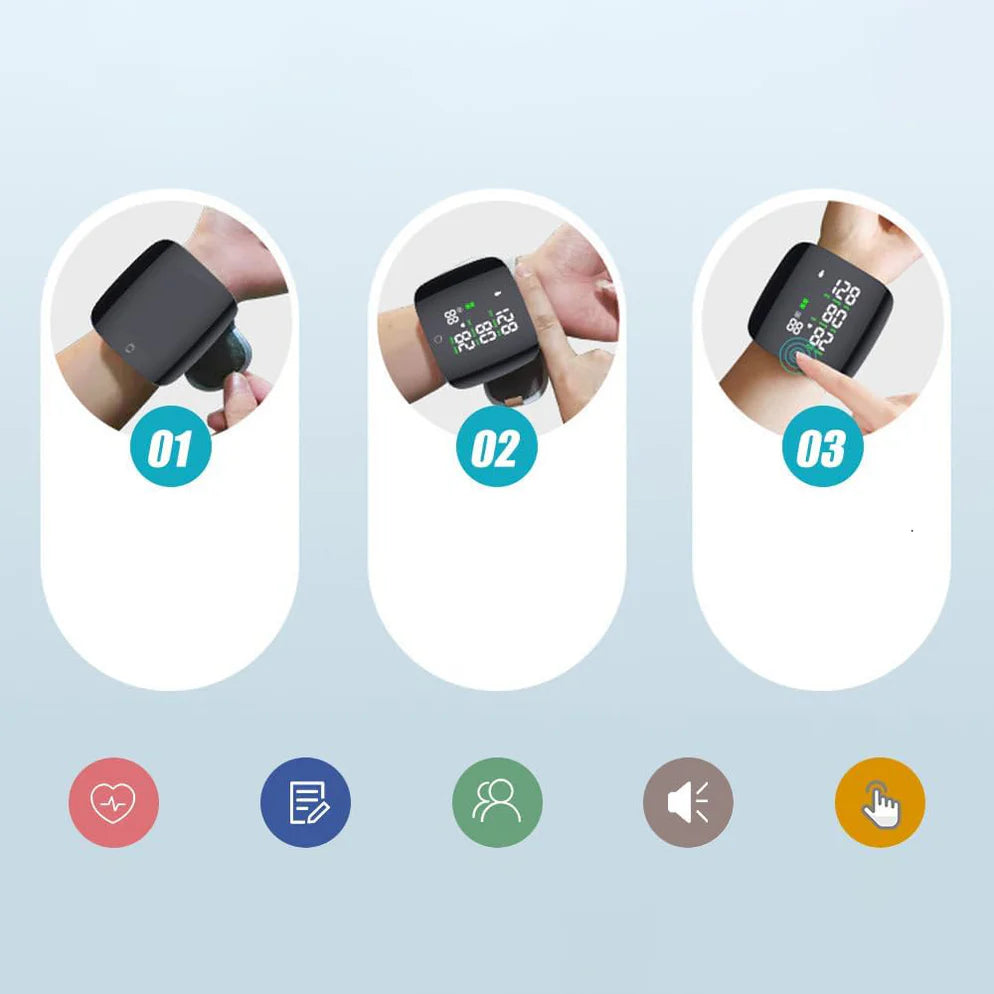 Misuratore di Pressione da Polso con Schermo LED e Voce in Italiano