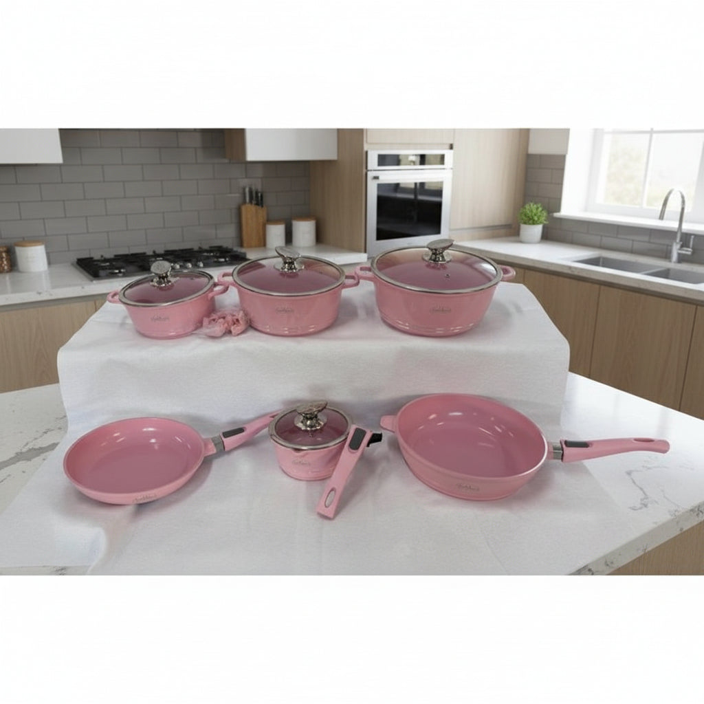 Set di utensili da cucina in alluminio pressofuso, 14 pezzi, rivestimento in marmo