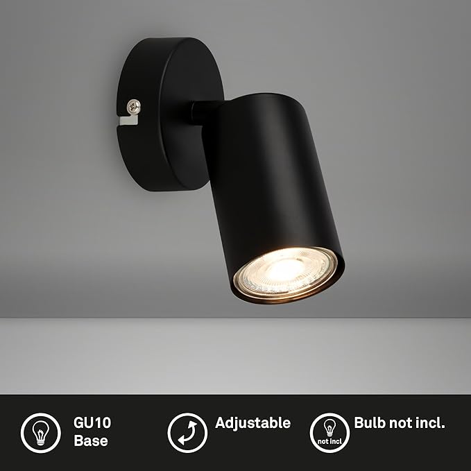 Lampada da parete orientabile per interni, attacco GU10, max. 9 W,