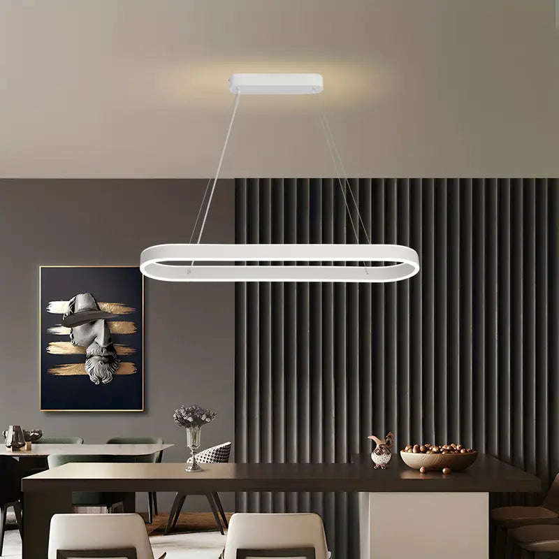 Lampadario a LED moderno, luce pendente in metallo, design ovale, con hardware di installazione, per sala da pranzo, cucina, ufficio, bar, compatibile con 110V/220V 92w