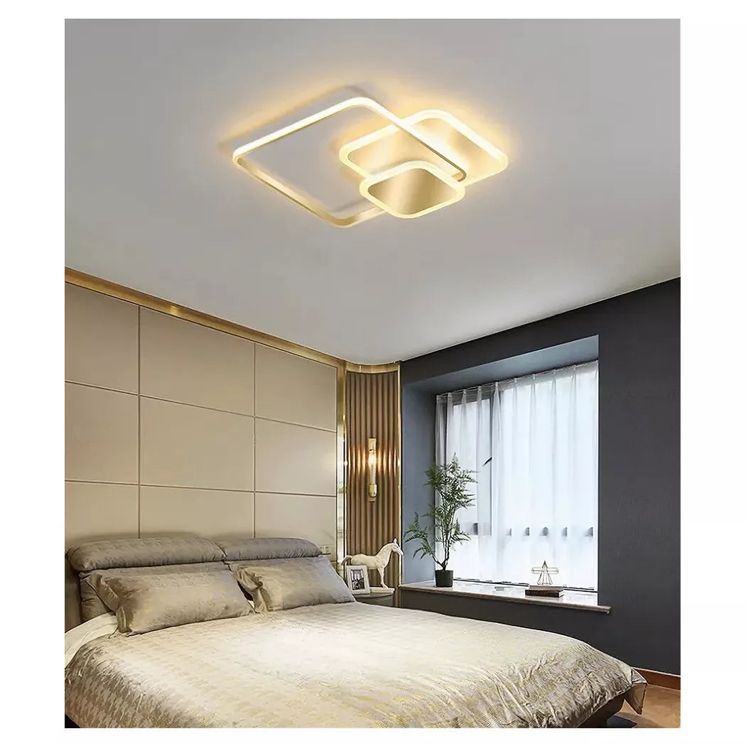 Lampada da Soffitto Quadrata Moderna Bianco, Plafoniera in Acrilico per Camera da Letto Soggiorno Cucina Studio Ufficio, 6500K Luce Bianca Fredda, 64CM