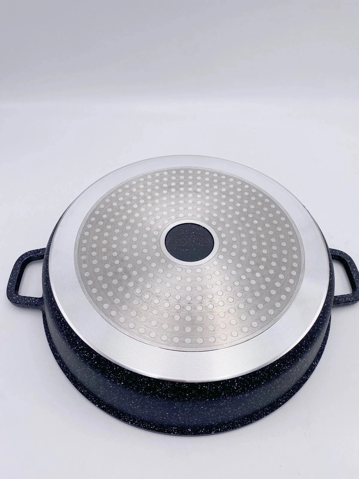 Tegame 32cm Bavaria Pietra Vulcanica Antiaderente Coperchio Vetro Antiurto