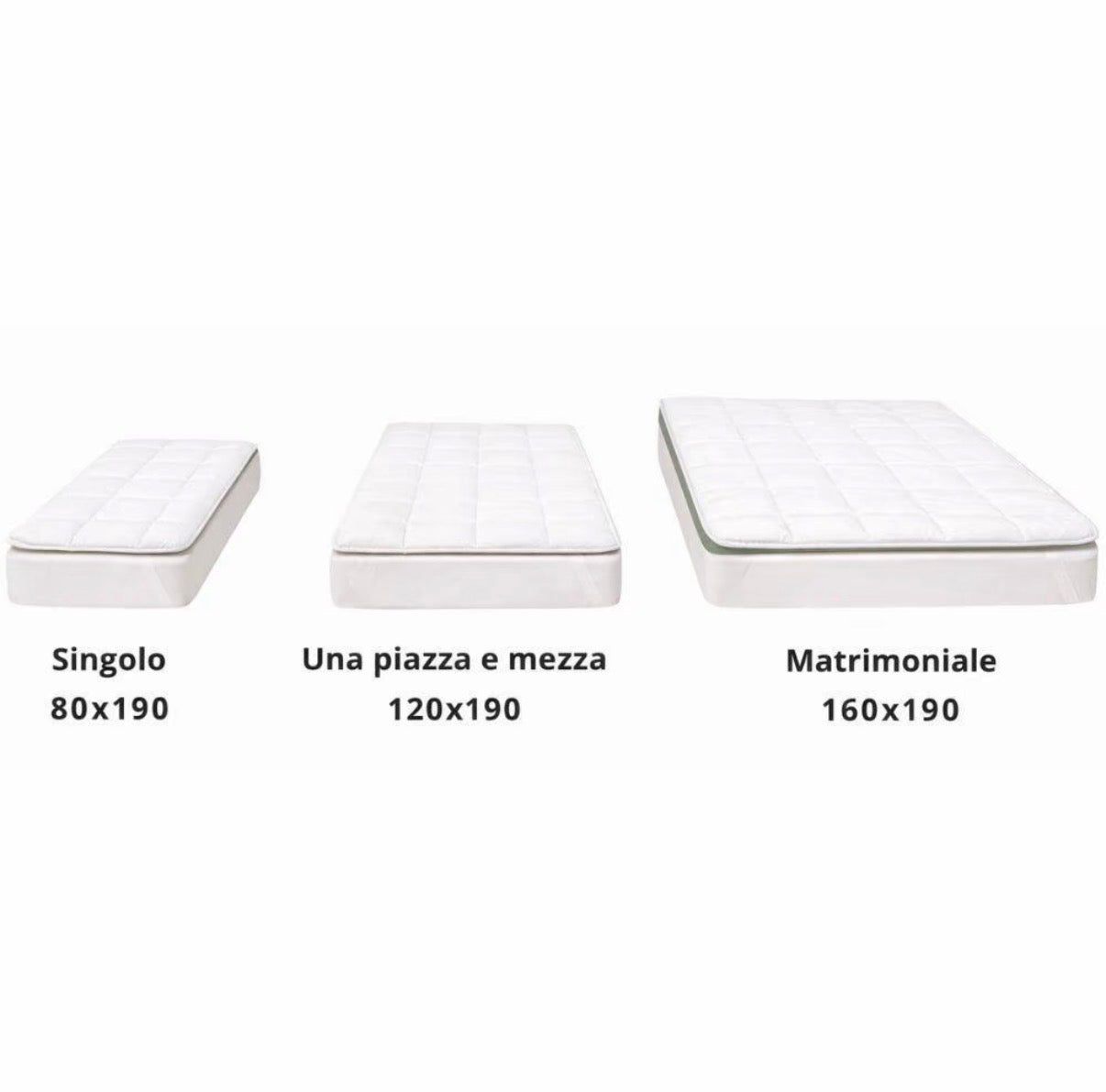 Topper Singolo /Una Piazza E Mezza /Matrimoniale Traspirante Trapuntato Anallergico con Elastici