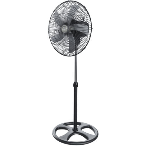 Ventilatore A Piantana Potente Da 60W Per Pavimento 5 Pale In Acciaio Da 42 Cm Silenzioso 3 Velocità Oscillante Altezza e Inclinazione Regolabili Griglia Di Protezione Design