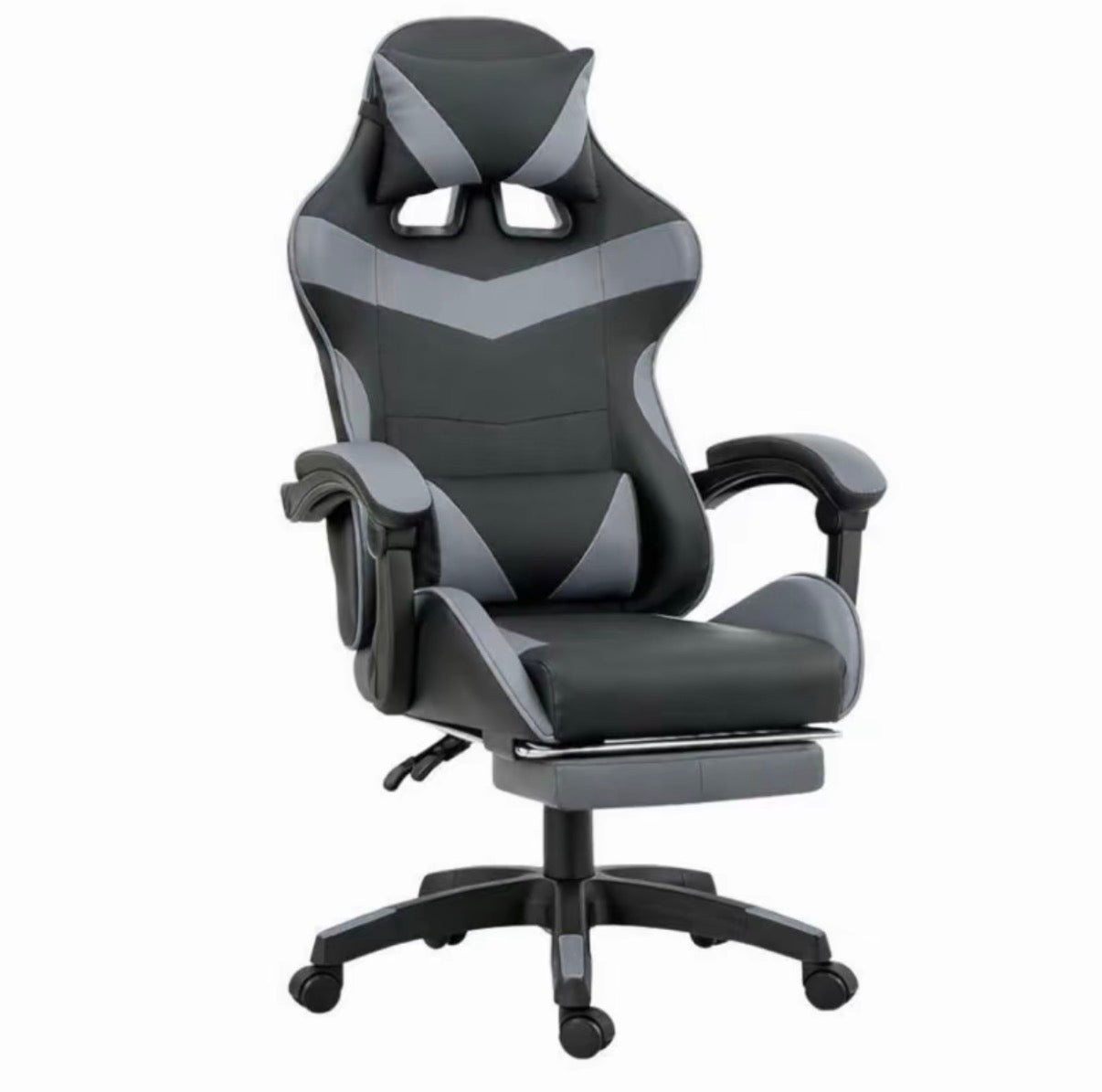 Poltrona Gaming Ergonomica Reclinabile con Poggiapiedi Estraibile, Cuscini Lombare e Cervicale, Altezza Regolabile