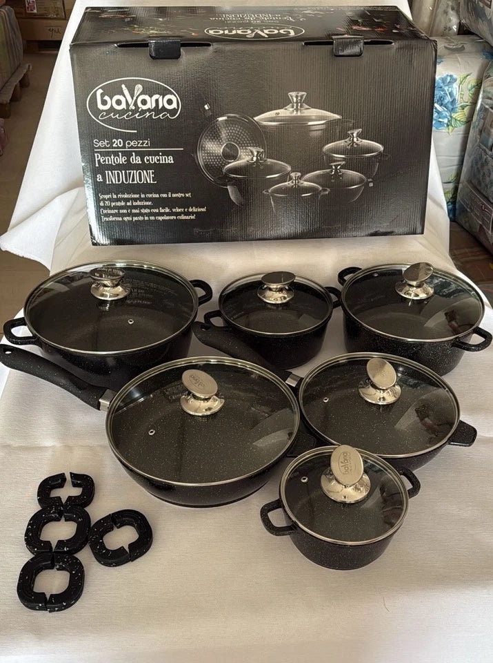 Bavaria in Pietra Lavica Cucina con Eleganza Qualità Batteria A Induzione 20 Pezzi