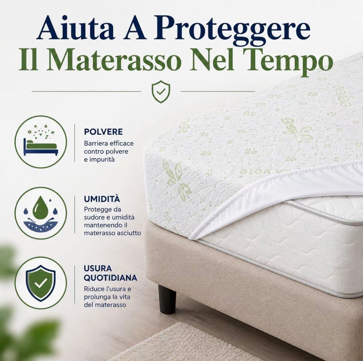 Coprimaterasso Aloe Vera Trapuntato Anallergico con Elastico