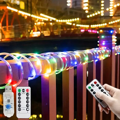 20 metri Luce a tubo con cavo USB a 8 modalità: festosa e versatile per decorazioni interne ed esterne - Perfetta per Natale, matrimoni e feste