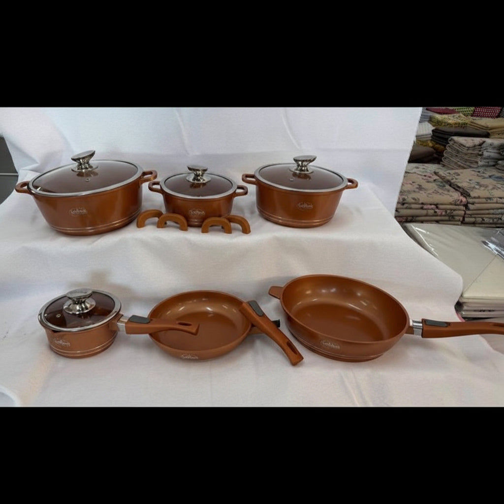 Set di utensili da cucina in alluminio pressofuso, 14 pezzi, rivestimento in marmo