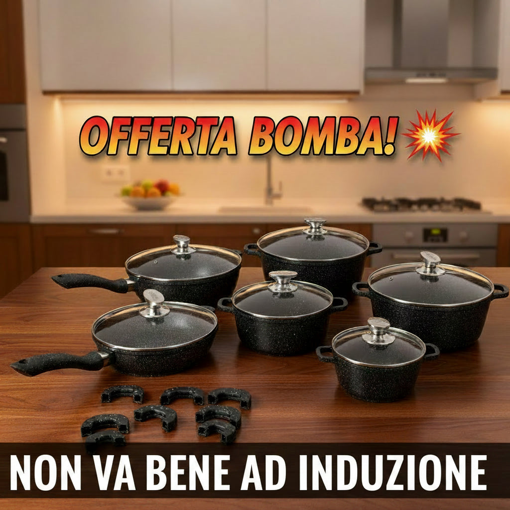Bavaria in Pietra Lavica Cucina con Eleganza Qualità Batteria A Induzione 20 Pezzi