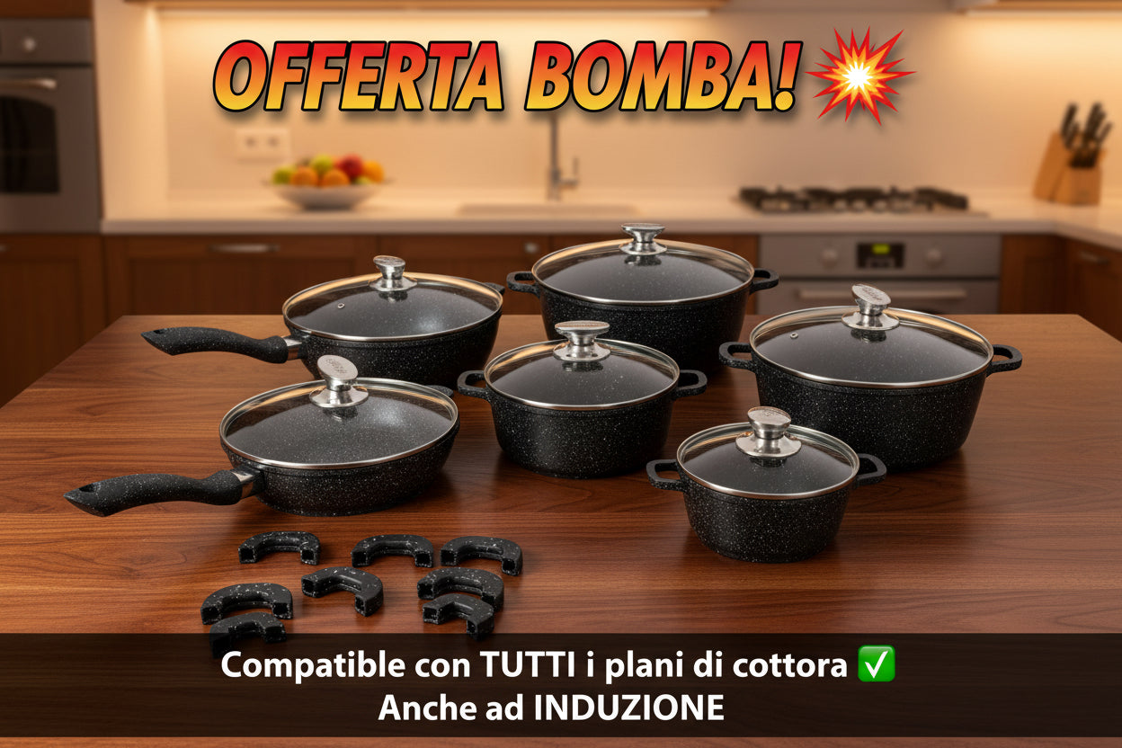 Bavaria in Pietra Lavica Cucina con Eleganza Qualità Batteria A Induzione 20 Pezzi