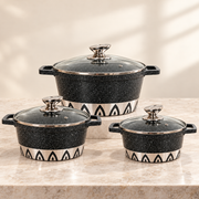 Set 3 Casseruole Bavaria Inca Deluxe 20/24/28 cm con Coperchi in Vetro – Antiaderenti, per Tutti i Piani di Cottura, Inclusa Induzione