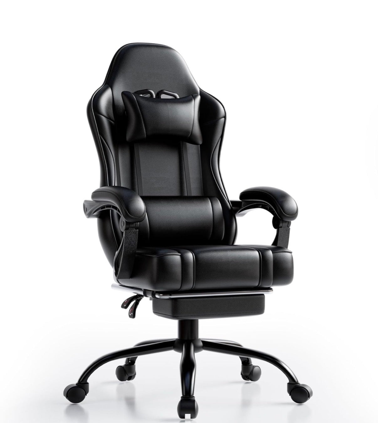 Poltrona Gaming Ergonomica Reclinabile con Poggiapiedi Estraibile, Cuscini Lombare e Cervicale, Altezza Regolabile