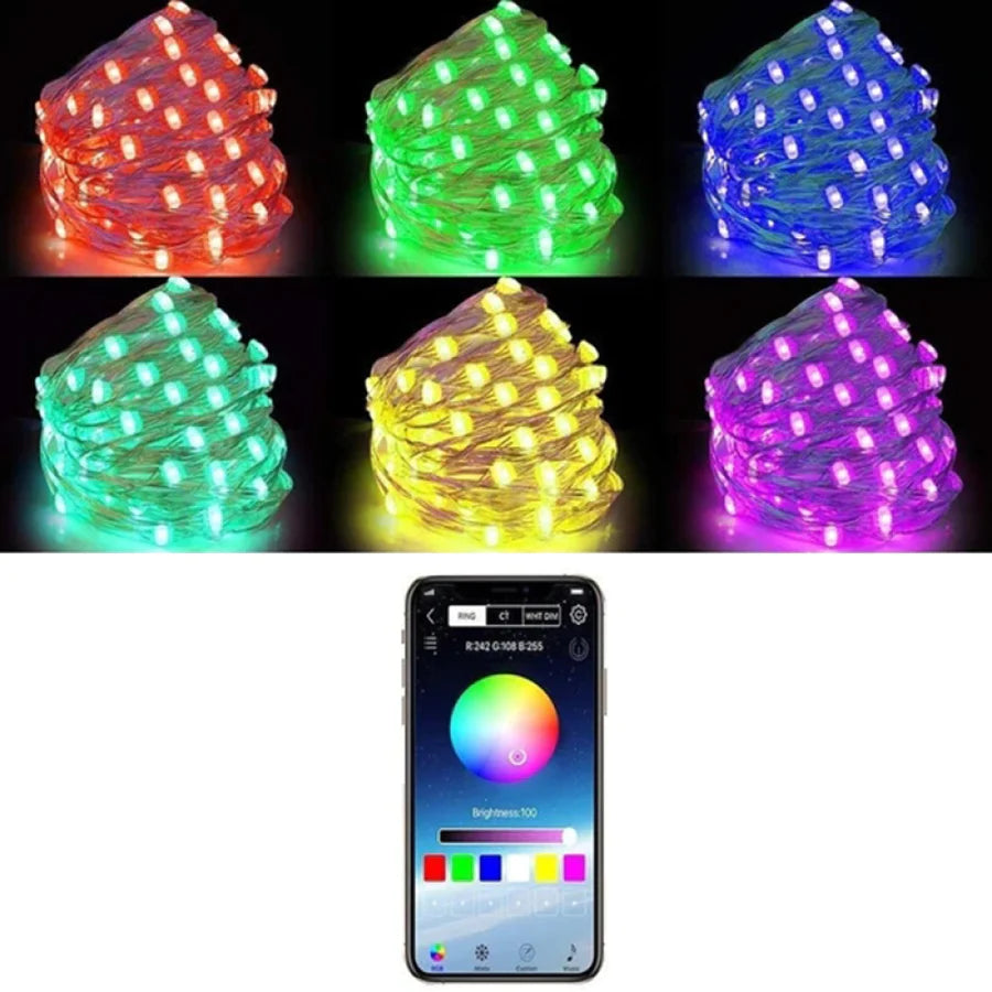 Color Christmas bluetooth RGB Christmas lights 10 meters with app