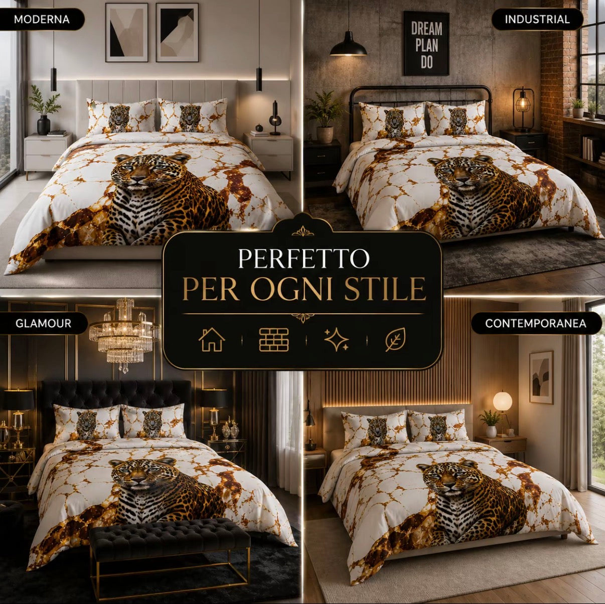 Completo Lenzuola Matrimoniale Safari – Design Esotico con Stampa Digitale