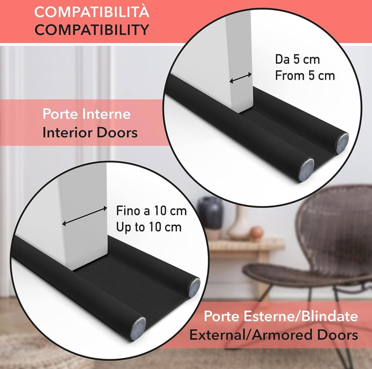 Door sill draft excluders for all types of doors