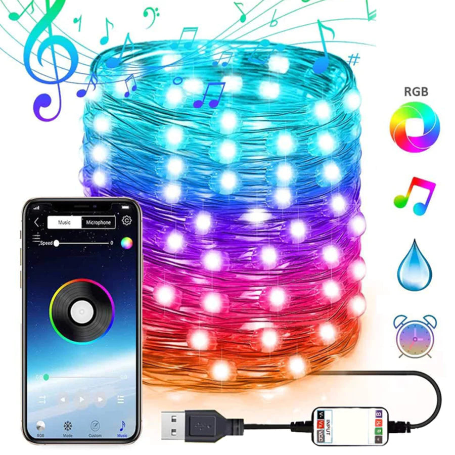 Color Christmas bluetooth RGB Christmas lights 10 meters with app