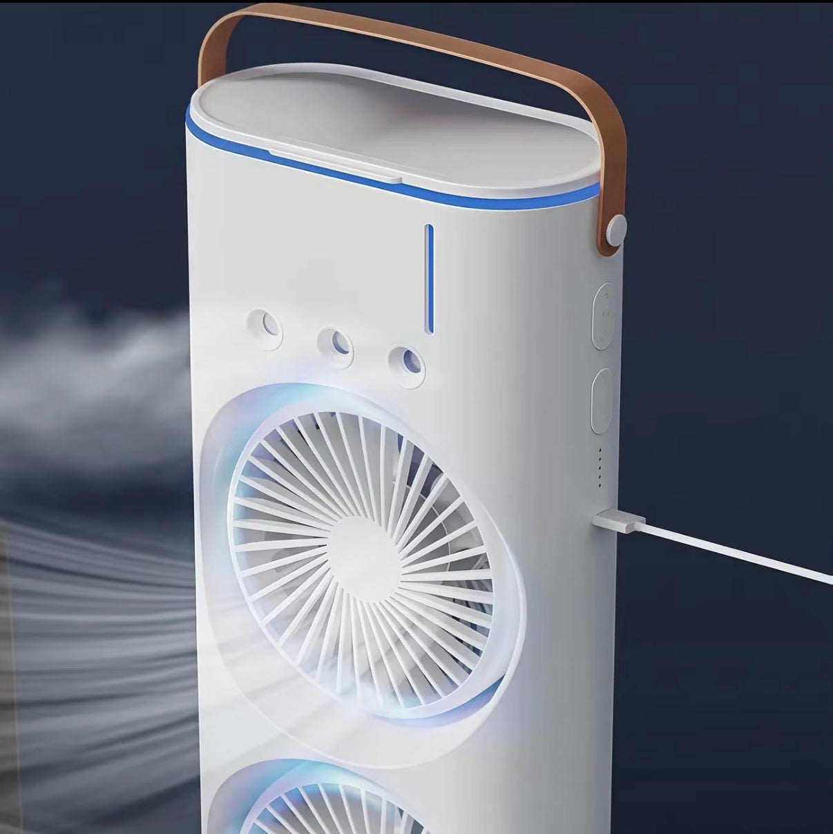 Ventilatore raffreddatore d'aria domestico usb ricaricabile 3000mah ventilatore portatile condizionatore d'aria doppia testa
