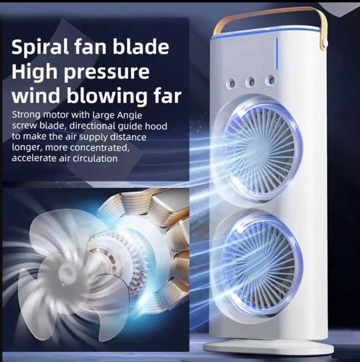 Ventilatore raffreddatore d'aria domestico usb ricaricabile 3000mah ventilatore portatile condizionatore d'aria doppia testa