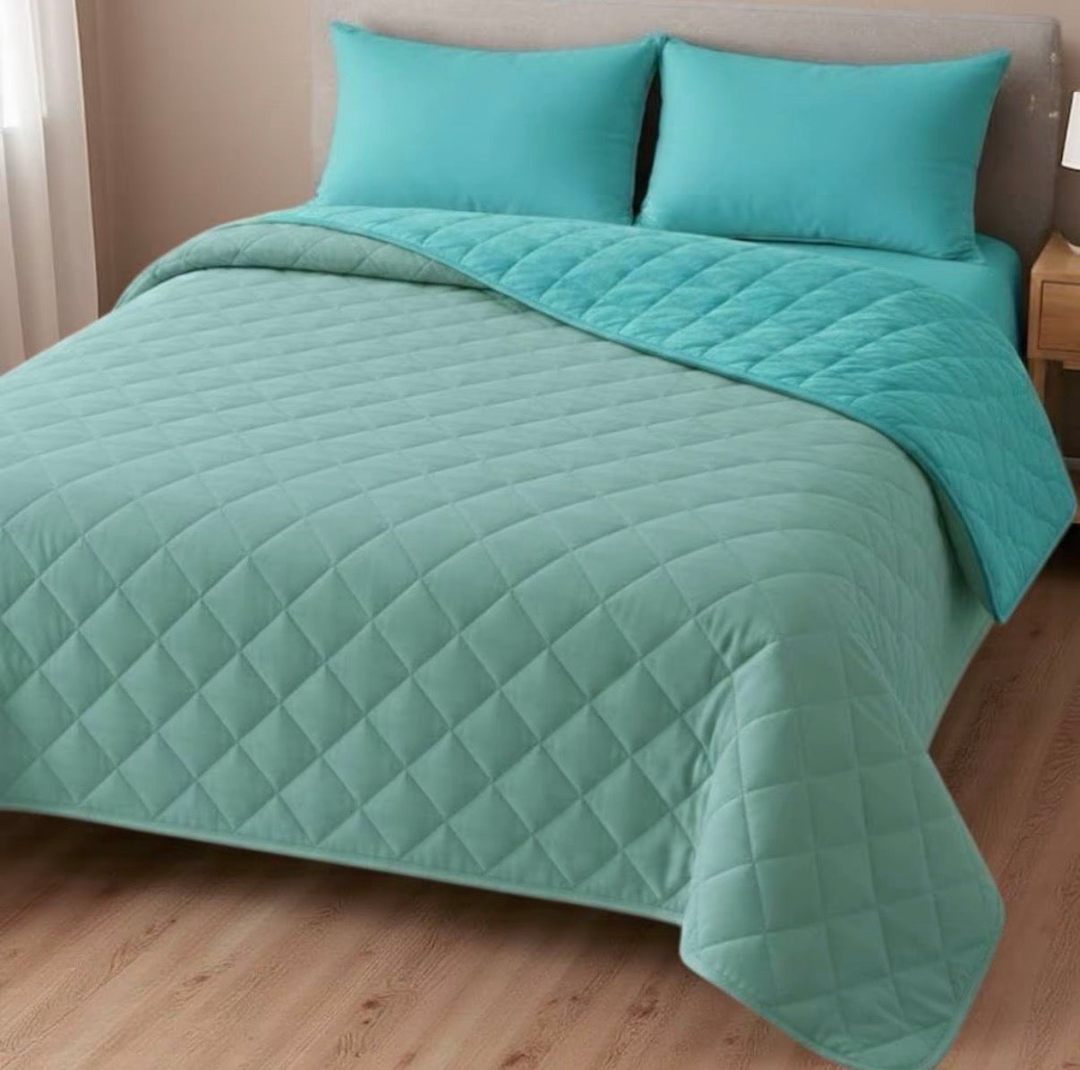 Trapuntino Matrimoniale Copriletto Primavera Estate Double Face in Morbida Microfibra Imbottitura 100 gr/m