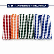 Set 6 Strofinacci da Cucina in Cotone Assorbenti Multicolore Resistenti Lavabili