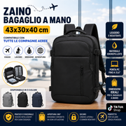 Zaino da Viaggio Compatto 43x30x40 cm con 3 Scomparti Vano Porta Scarpe Tasca Borraccia