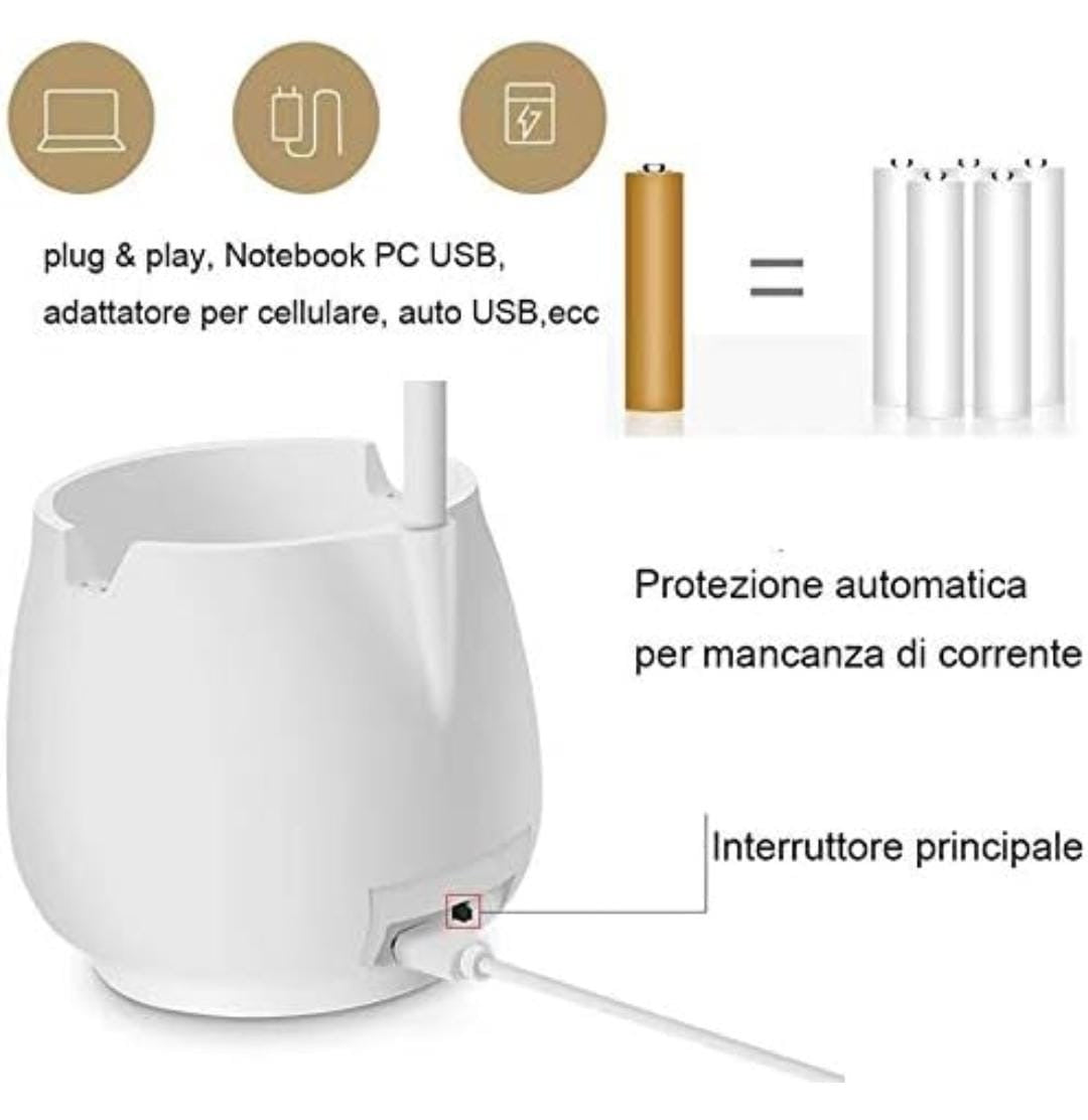 Lampada da tavolo a LED portatile spina USB da comodino per camera da letto con regolazione continua a 3 colori