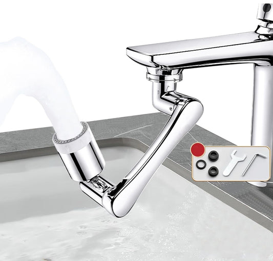 Rotating faucet extension with splash filter