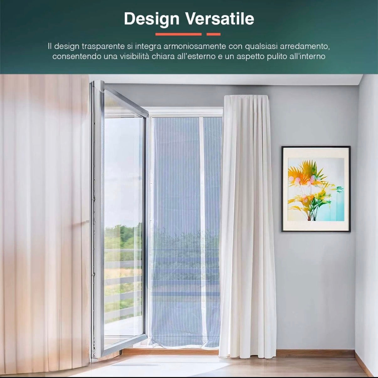 Zanzariera con Chiusura Magnetica 240x140 cm per Porte, Balconi e Terrazzi
