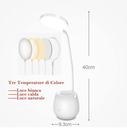 Tragbare LED-Tischlampe, USB-Stecker, Nachttischlampe mit stufenloser Dimmung in drei Farben