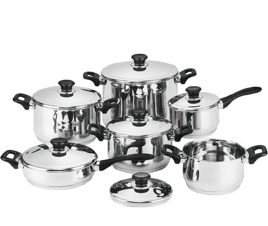 BAVARIA COOKWARE SET 12 PIECES IN 18/10 STAINLESS STEEL