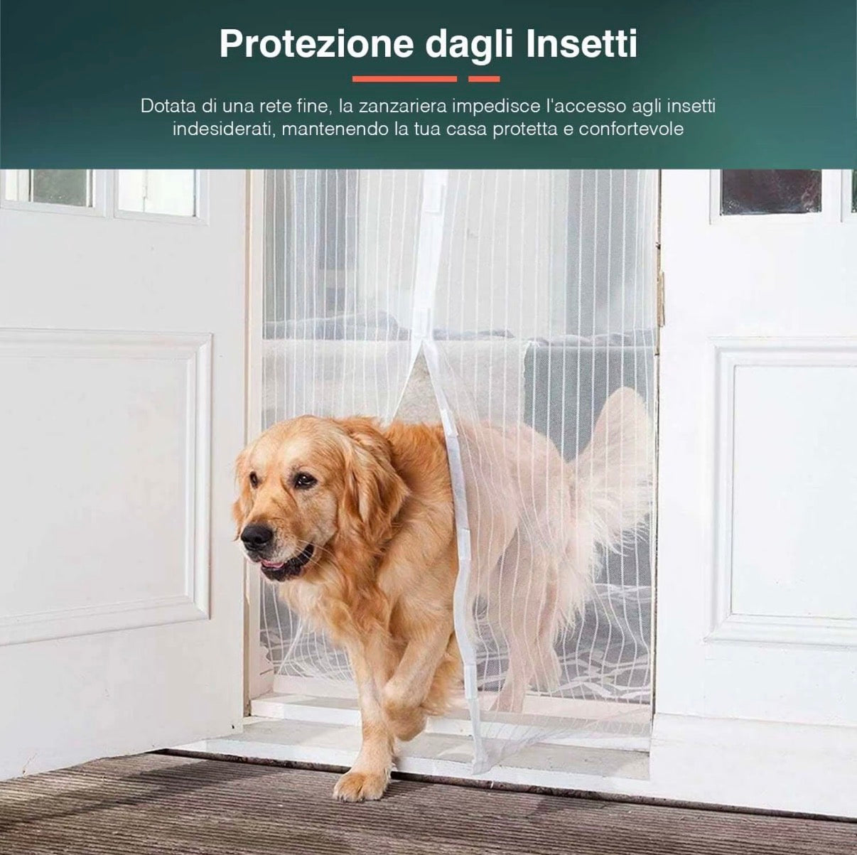 Zanzariera con Chiusura Magnetica 240x140 cm per Porte, Balconi e Terrazzi