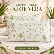 Coppia Federe Aloe Vera Trapuntate con Zip 50 × 80 cm – Set 2 Copriguanciali