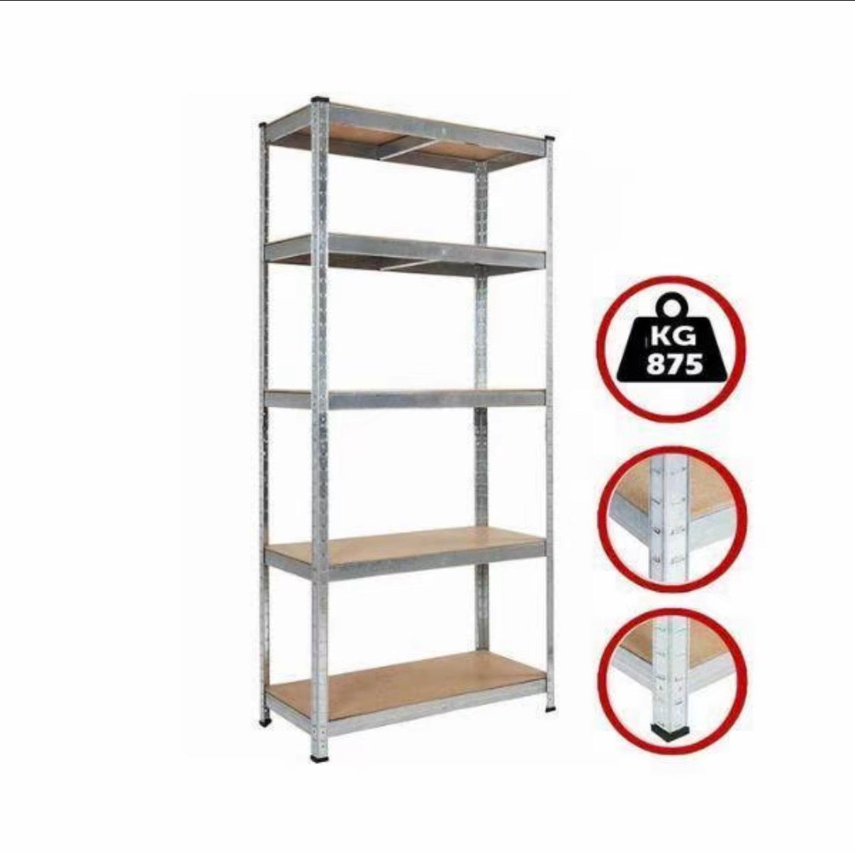 Scaffale a 5 Ripiani 90x40x180cm portata 875Kg