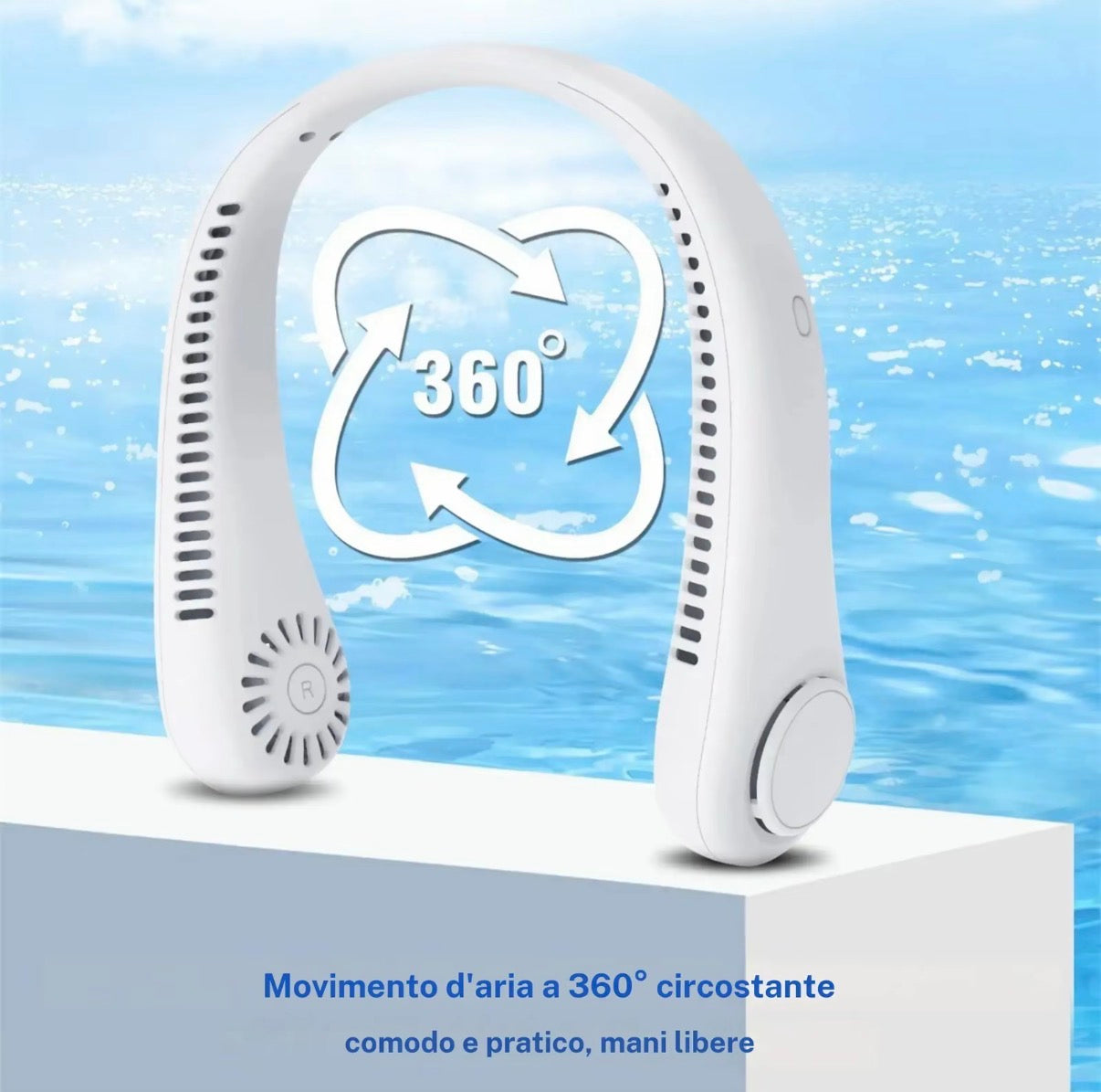 Ventilatore da collo portatile, ventilatore senza pale a mani libere, 3 velocità, ventilatore personale indossabile alimentato a batteria, ventilatore ricaricabile via USB per uso interno ed esterno, regali di compleanno per uomini, donne, mamma e papà
