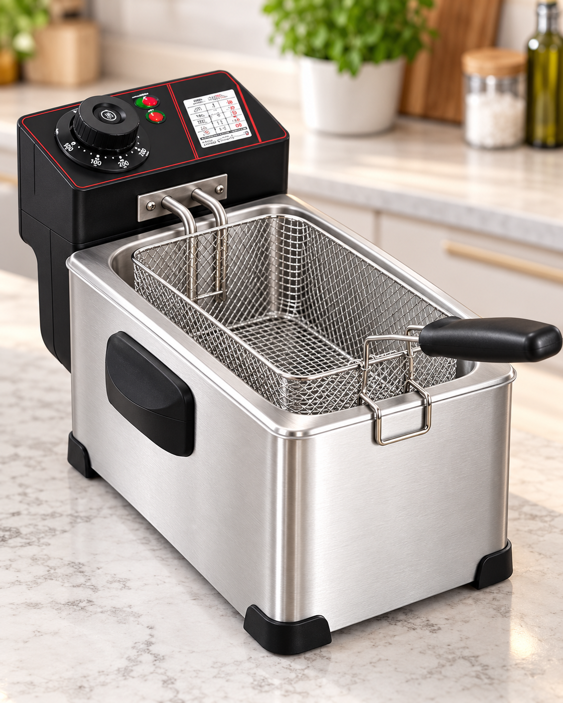 Friggitrice Elettrica Bavaria Fast Fry Pro 3,5 L, 2000 W in Acciaio Inox con Cestello e Termostato Regolabile