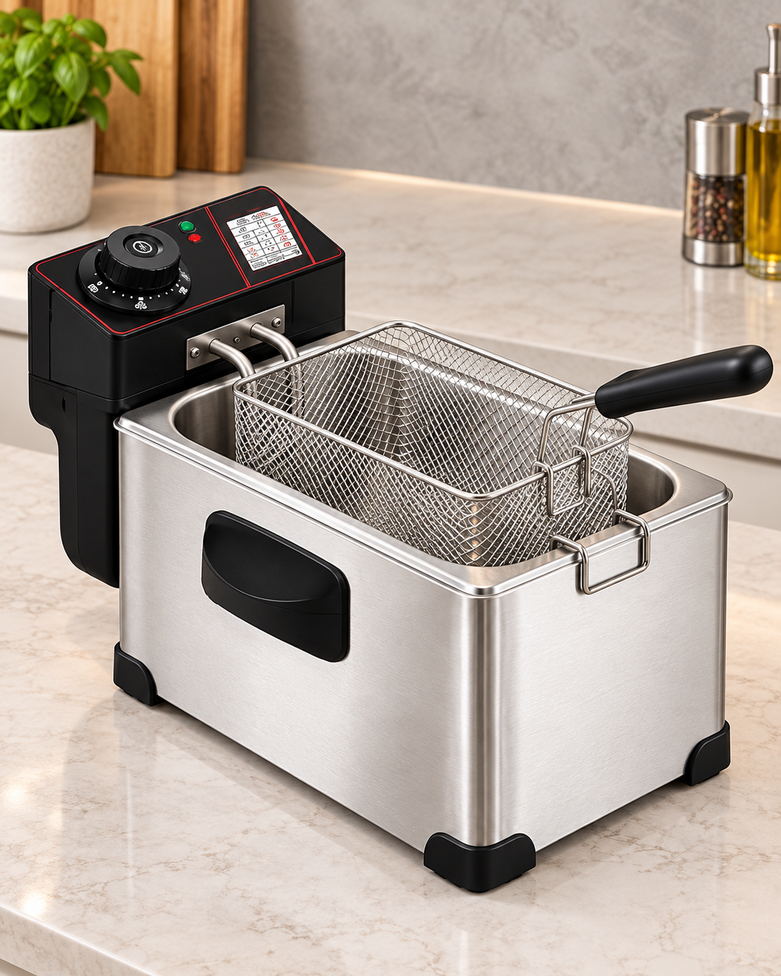 Friggitrice Elettrica Bavaria Fast Fry Pro 3,5 L, 2000 W in Acciaio Inox con Cestello e Termostato Regolabile