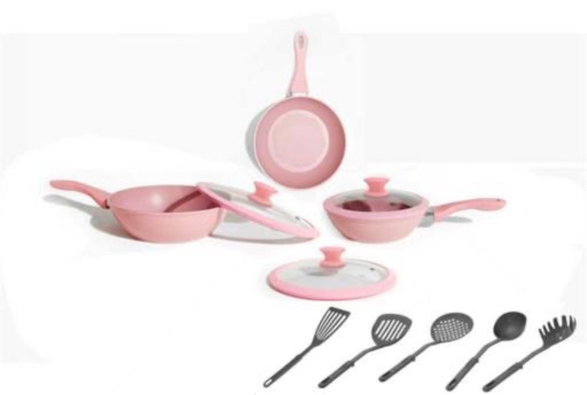 Bavaria Set di Padelle ALTO in Pietra Lavica con Coperchio Padella Antiaderente MAXI MISURE doppie Nero 20cm 24cm 28cm per Cucine a Gas e Induzione