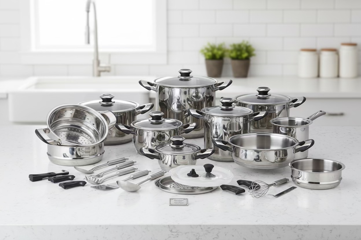 Bavaria lienea Gourmet 36 pezzi Acciao inox 18/10 ad induzione su tutti i piani di cottura