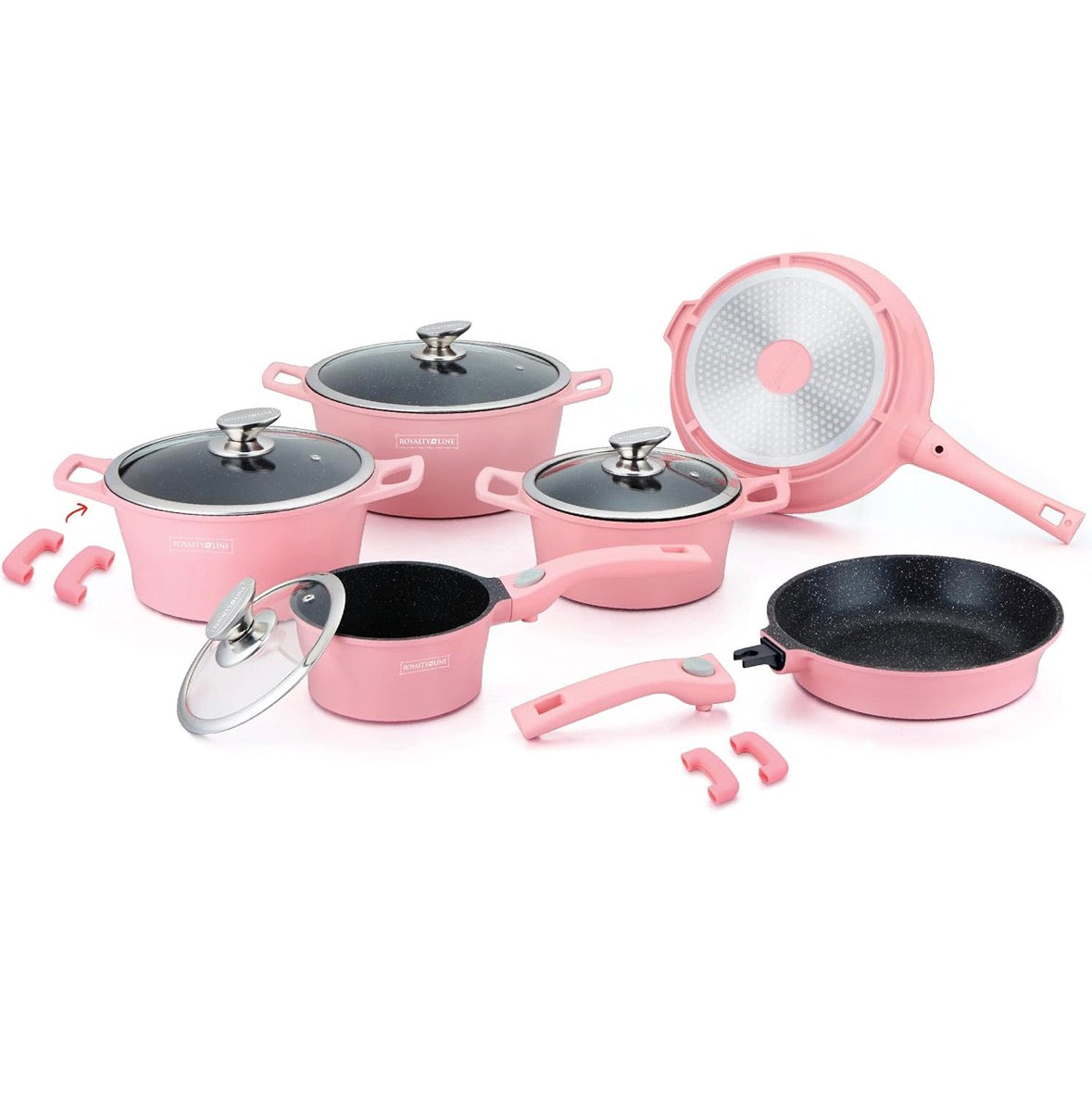 Set di utensili da cucina in alluminio pressofuso, 14 pezzi, rivestimento in marmo